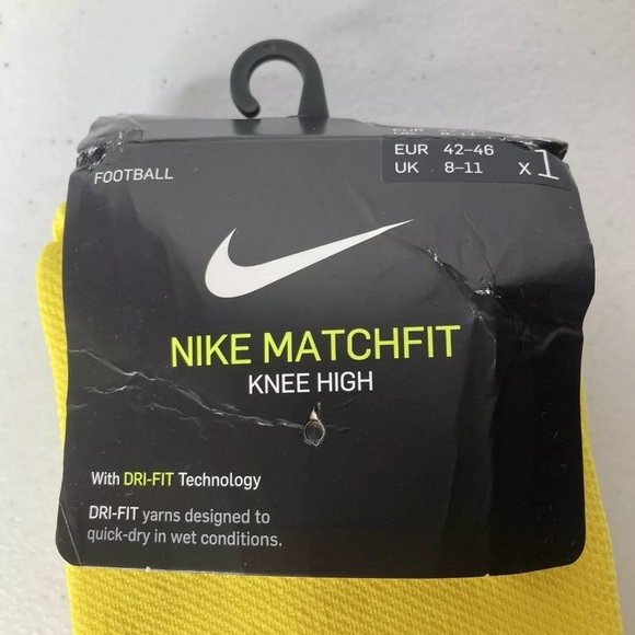 Nike MatchFit Knee High Soccer Socks Yellow/Gray Men Size 8-12 - Picture 3 of 7